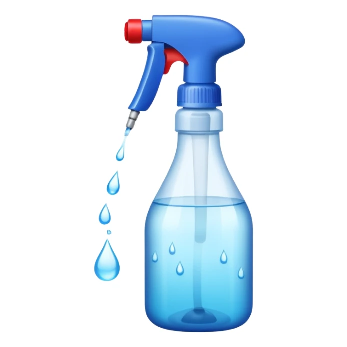 a spray bottle spraying water onto a burn wound. sticker