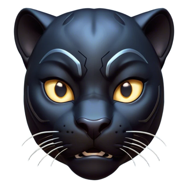 Cinematic Comical Panther Portrait Emoji, Head tilted dramatically with an exaggeratedly shocked expression, featuring a sleek, muscular body with wide, comically expressive eyes full of humorous disbelief, Simplified yet hilariously expressive features, highly detailed, glowing with a slightly sassy dark glow, high shine, dramatic yet playful, stylized with an air of quirky feline attitude, soft glowing outline, capturing the essence of a meme-worthy panther that looks ready to side-eye its way into viral fame! sticker