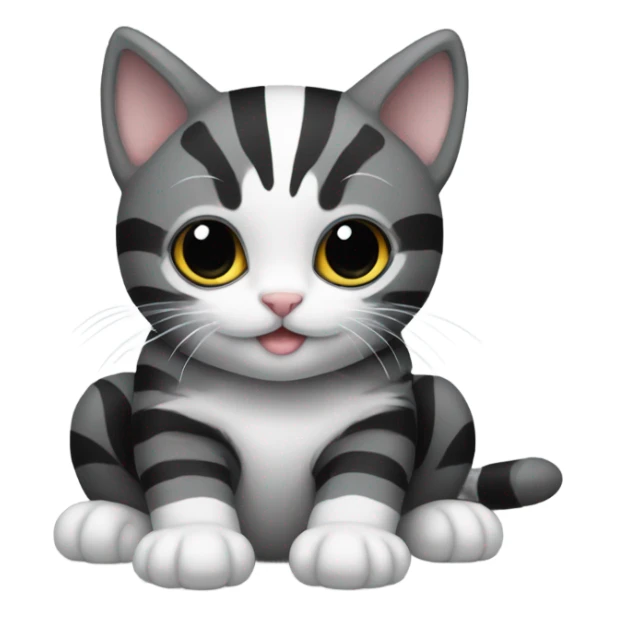 Two kittens, one is black and the other is grey, black, and white striped sticker