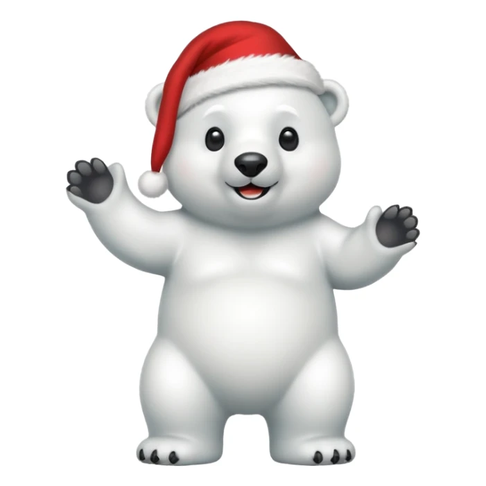full body polar bear with christmas hat on sticker