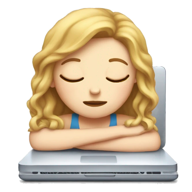 sleepy-white girl-on-laptop sticker