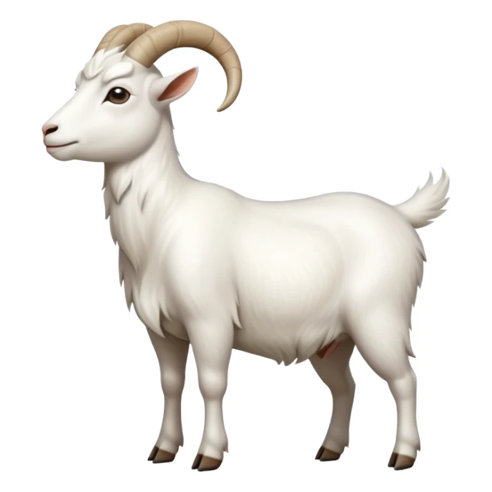 cinematic-[white goat]-realistic-full-body-standing-emoji,-tail-flicking-lazily,-head-tilted-dramatically,-sleek-[white]-fur,-simplified-yet-realistic-focused-features,-highly-detailed,-glowing-with-an-almost-sarcastic-glow sticker