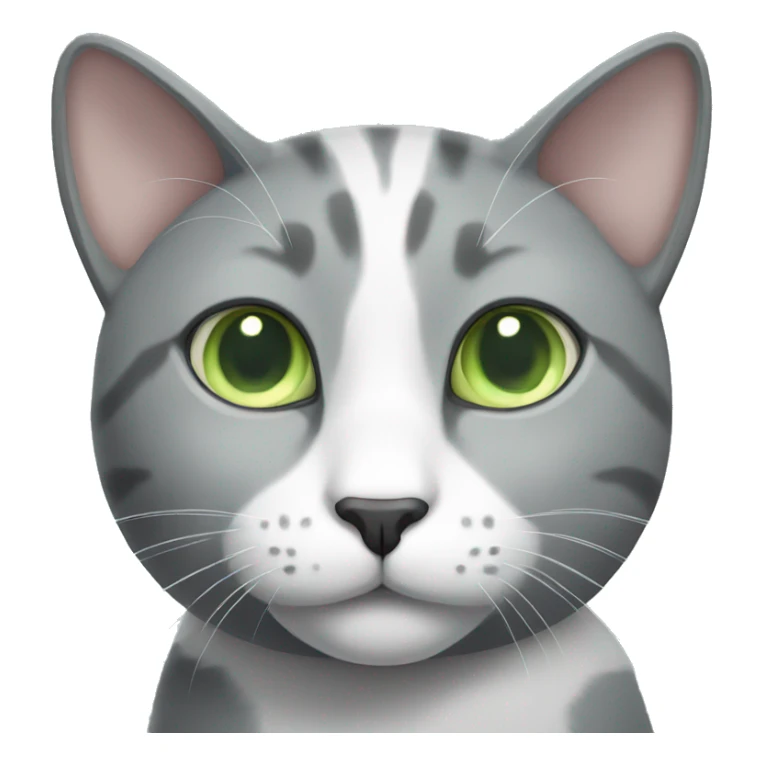 grey and white cat with light green eyes sticker