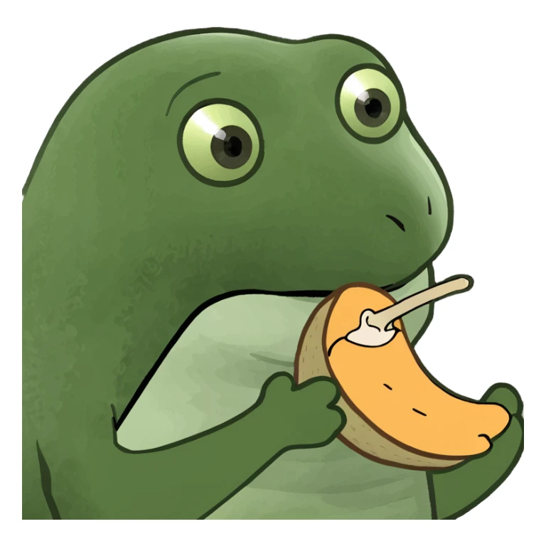 A poke dot Pinguin eating a squirl sticker