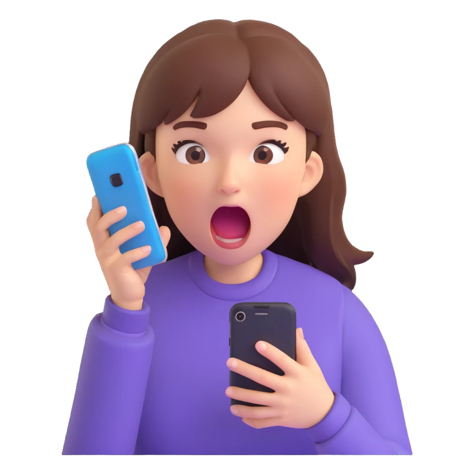 furious girl yelling into a smartphone, intense facial expression, energetic sticker