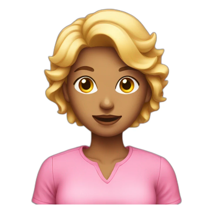 woman with pink shirt and money sticker