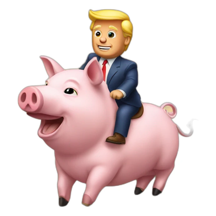 Donald Trump riding a pig sticker
