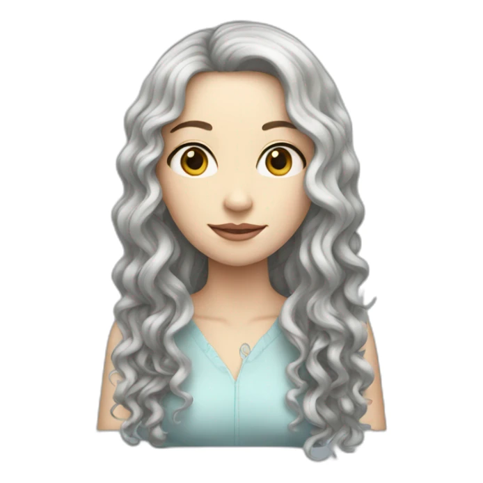 Very Thin pale woman very long black hair curly  sticker