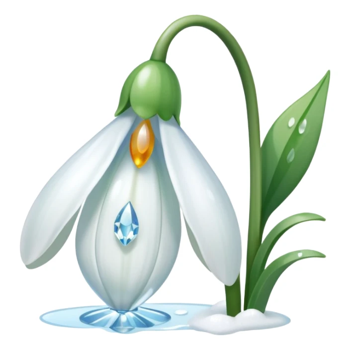A pinterest magical snowdrop flower with a crystal  sticker