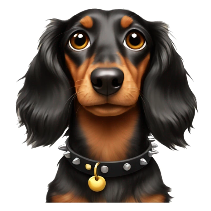 Long hair mini dachshund with spiked collar sticker