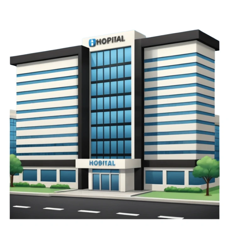 hospital outside, with text hospital sticker