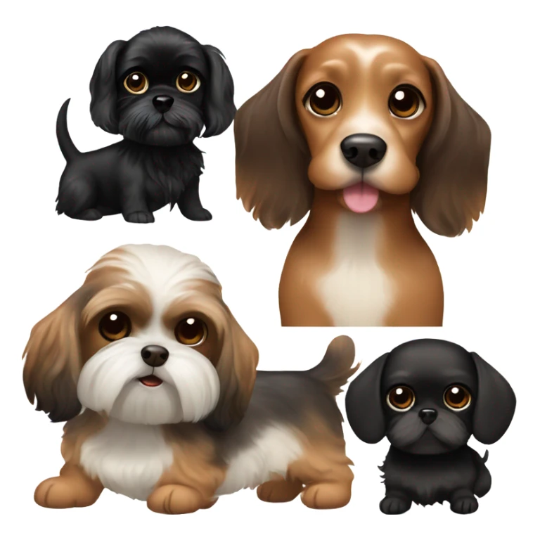 Brown Dachshund and black shih tzu  sticker