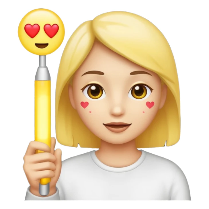 a person emoji with heart eyes holding light stick sticker