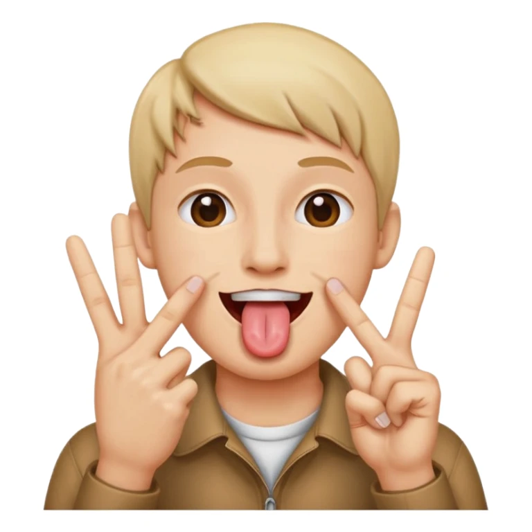 Peace sign with hands in front of mouth with tongue sticking out  sticker