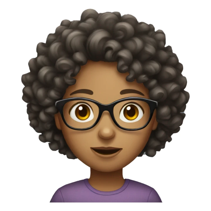 curly haired girl with glasses sticker