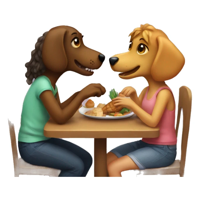 two girls on a date petting each other dinosaur dog sticker