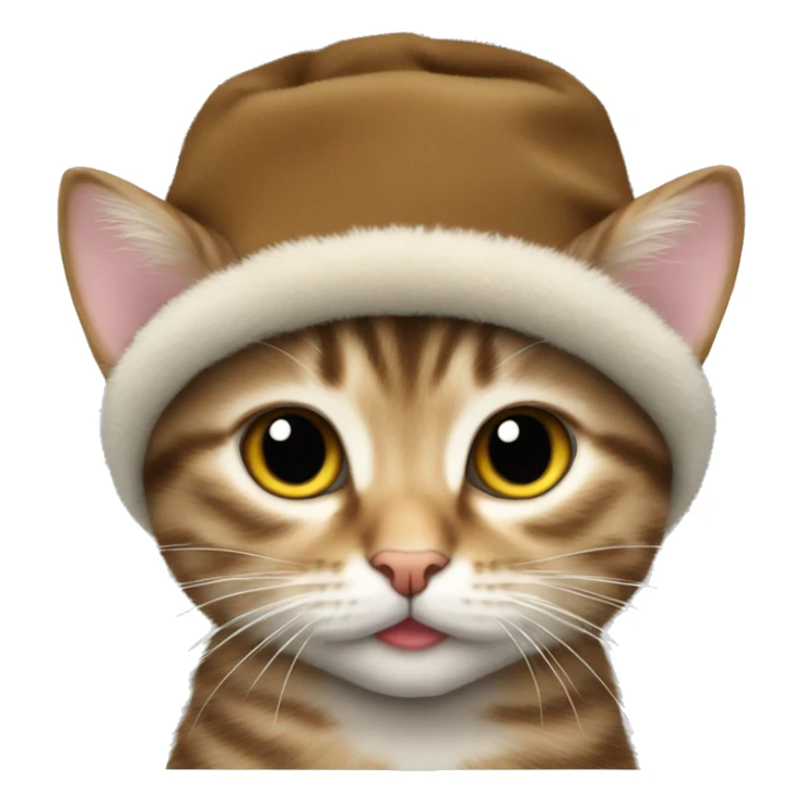 Tabby kitten wearing Russian fur hat sticker
