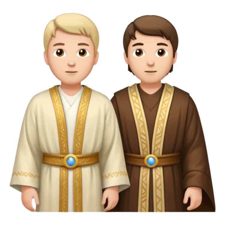 two white biblical men standing next to each other sticker