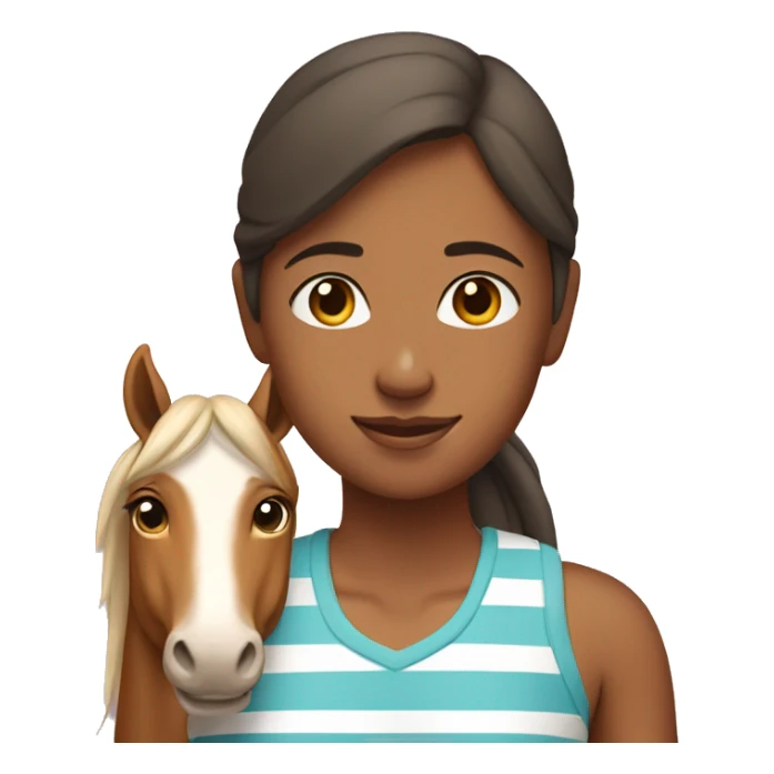 Girl with her tan horse with white stripe sticker
