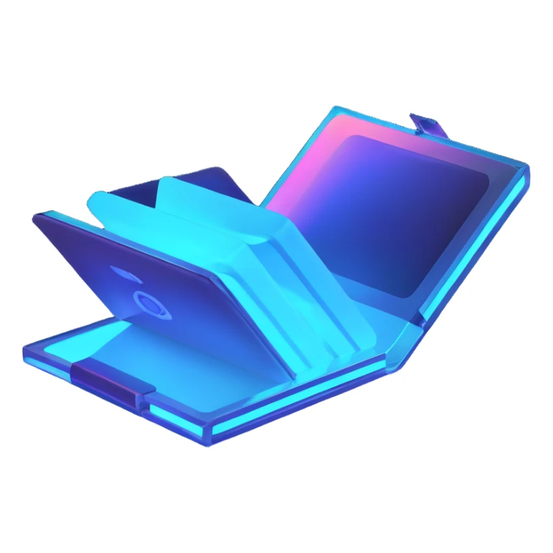 hologram wallet, glowing, futuristic sticker
