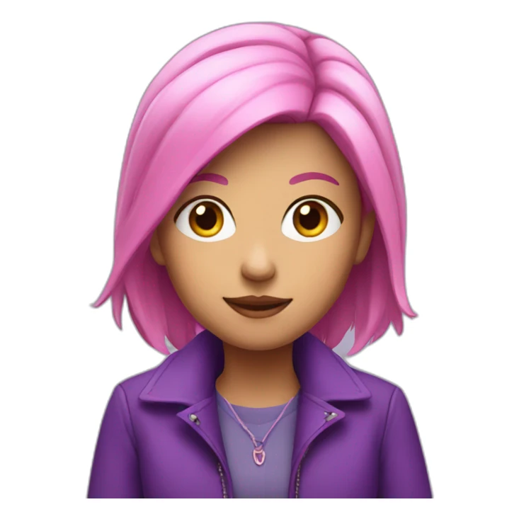 pink haired girl with purple jacket sticker