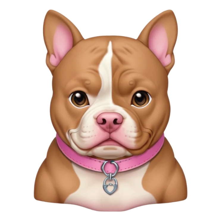 Tan with white chest XL American bully with a pink collar and cropped ears sticker