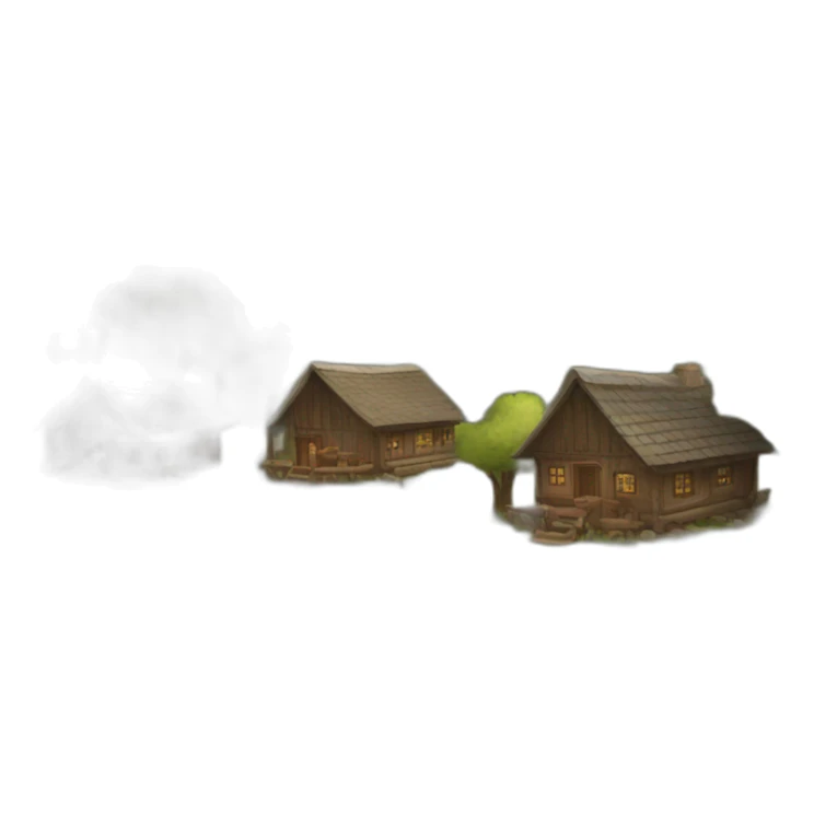 a village with few wood cabins sticker