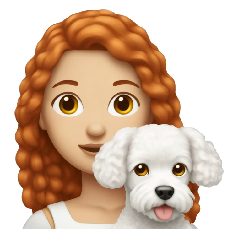 redhead girl with bichon frise sticker