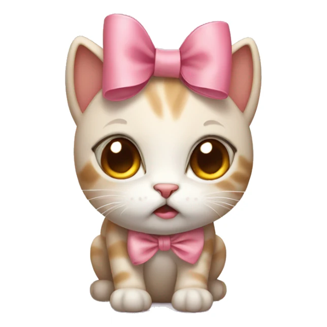 Cute cat with bow on head and eyes filed with tears sticker