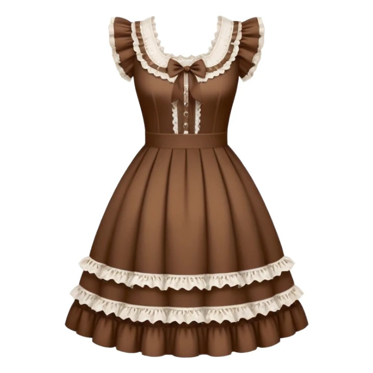Lolita dress, white and brown sticker