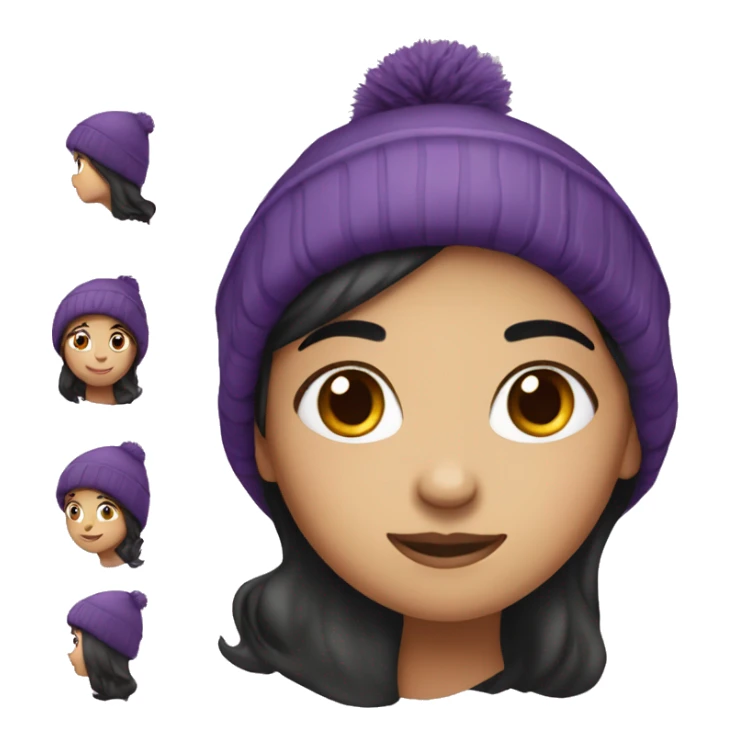 girl with dark hair wearing purple winter hat sticker