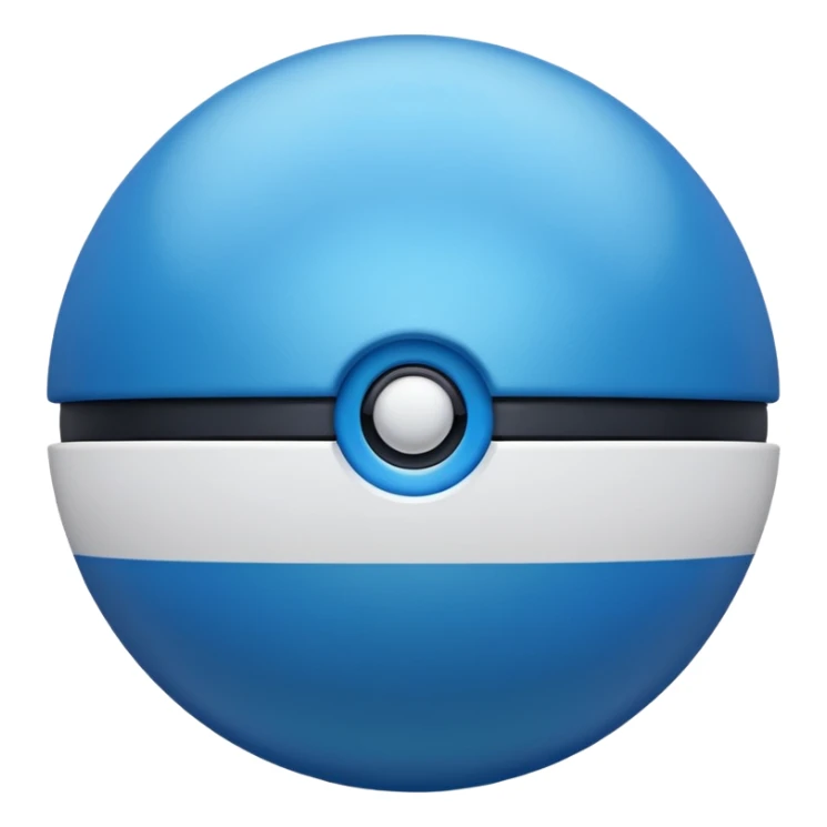 blue pokeball emoji, top half is a more saturated blue, bottom half is white, black stripe, with a metallic sheen sticker