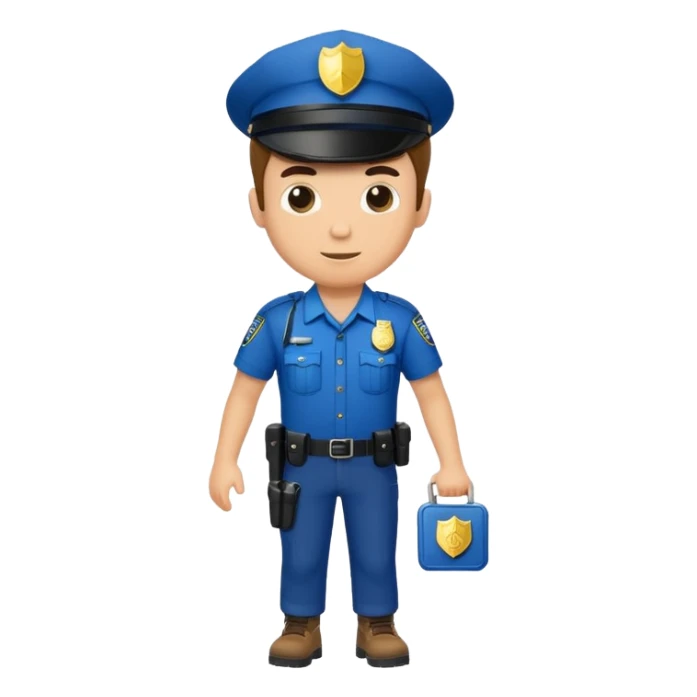 Adventurous man hiking with a police badge sticker