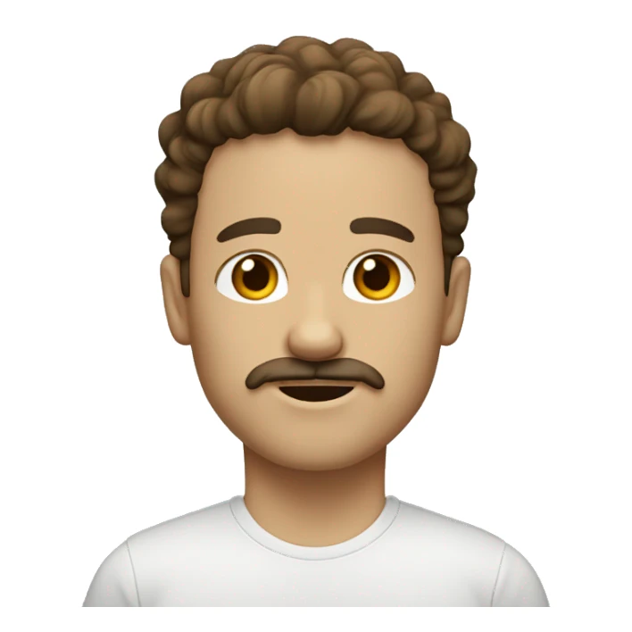 White person with brown eyes and wavy hair. with a goatee and a mustache. sticker