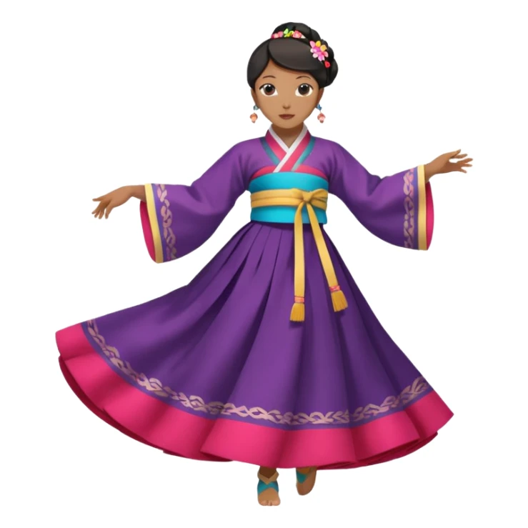 dancer silhouette in traditional Korean dress (hanbok) sticker