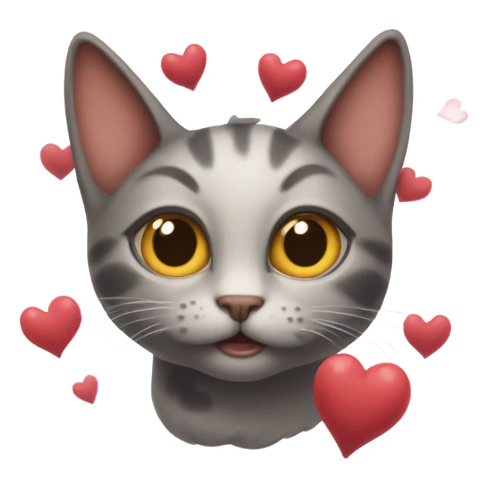 Cat with hearts on eyes and tornados around the head sticker