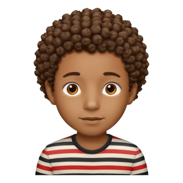 CURLY HAIR BLACK BOY KID IN STRIPES sticker