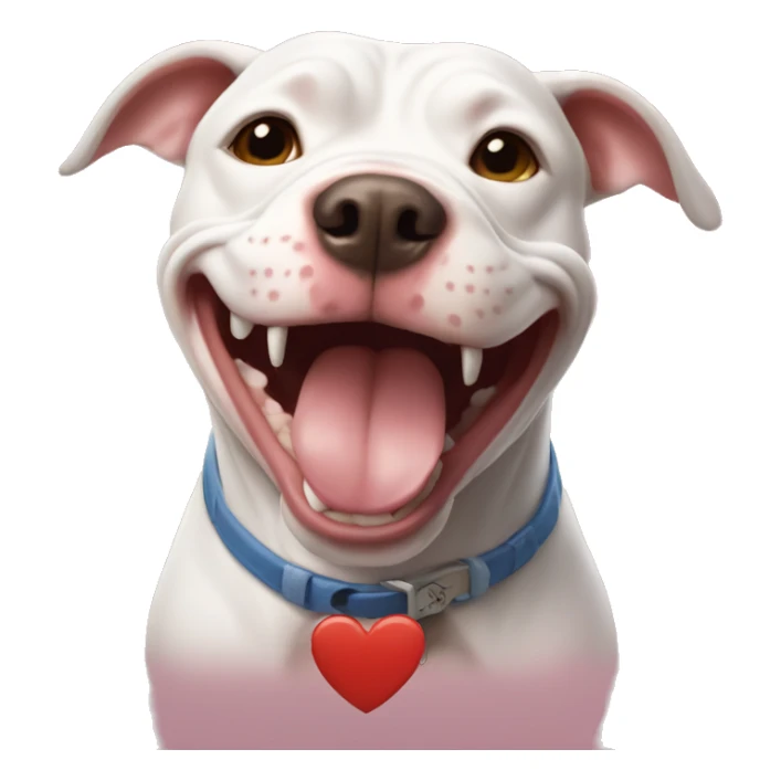 Laughing pitbull with hearts around it sticker