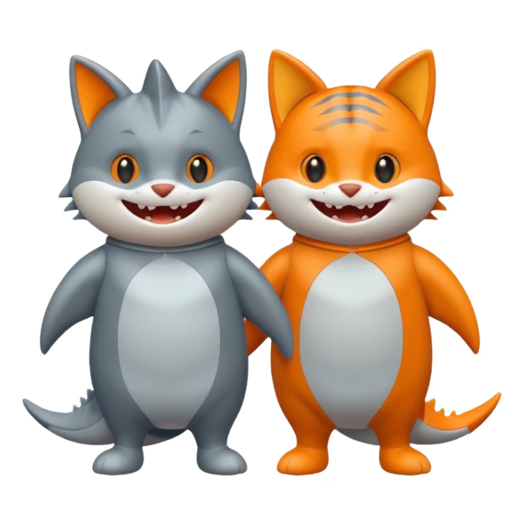 2 happy cats wearing shark costumes sticker