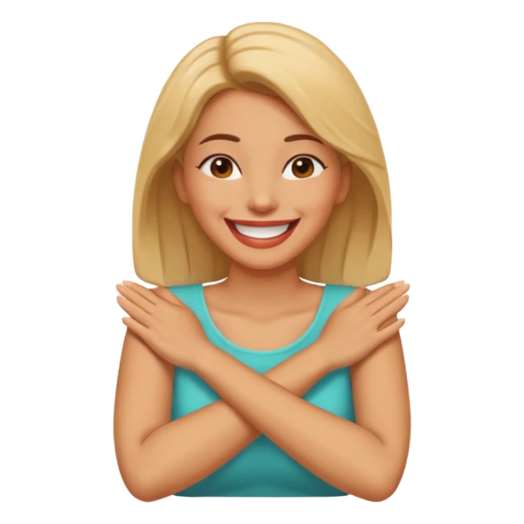 Arms crossed holding neck laughing woman sticker