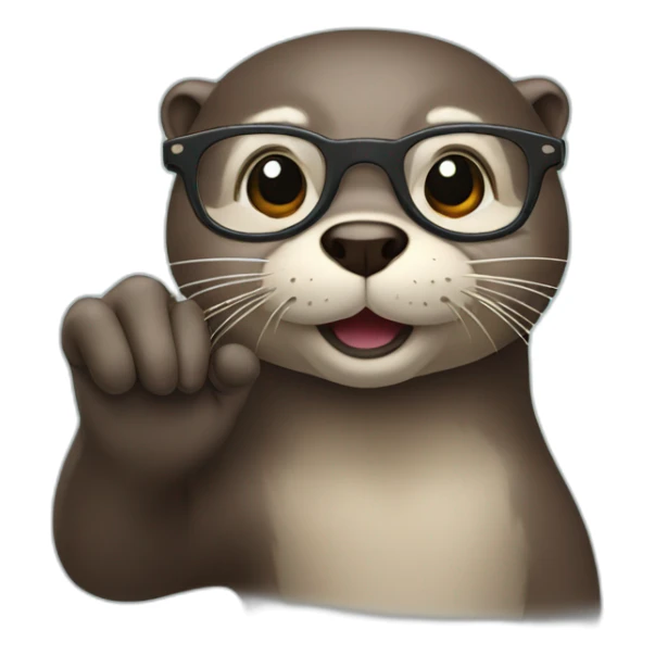 otter with glasses pointing up with his right hand sticker