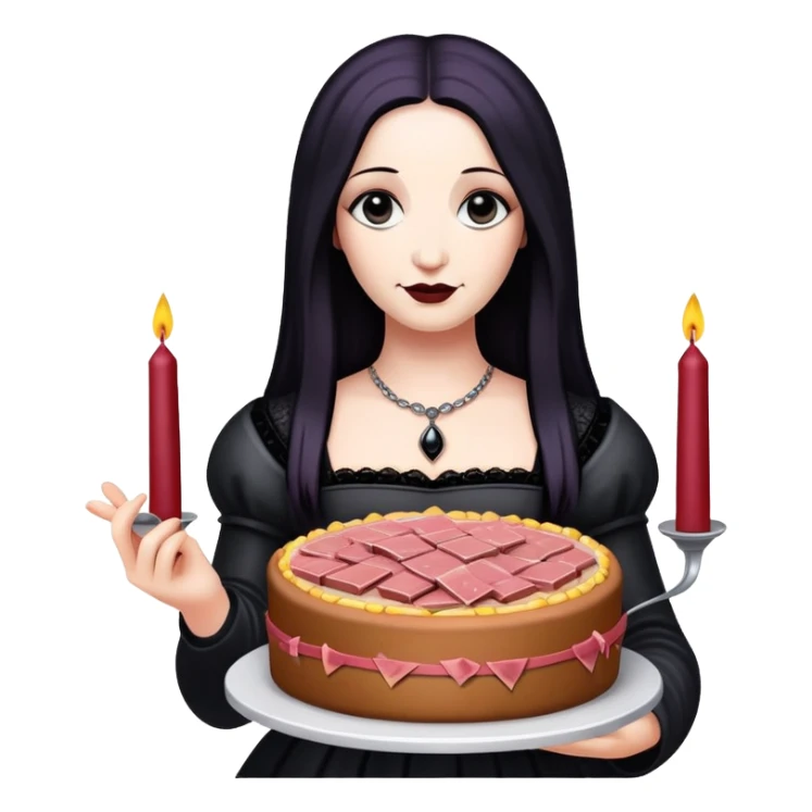 goth monalisa holding a SPAM MEAT  birthday cake  sticker