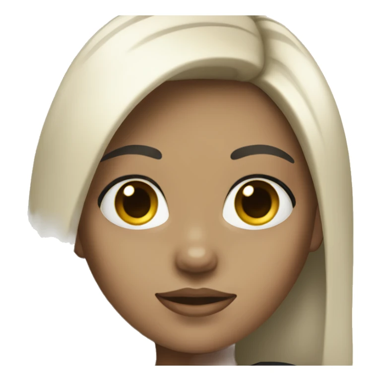 Girl with black hair with blonde highlights with white skin sticker