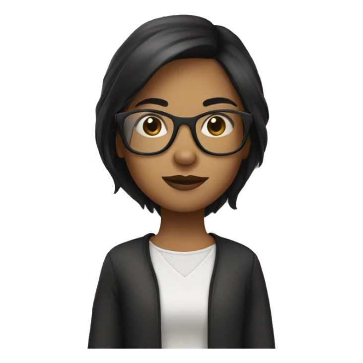 girl with dark brown hair and clear glasses sticker