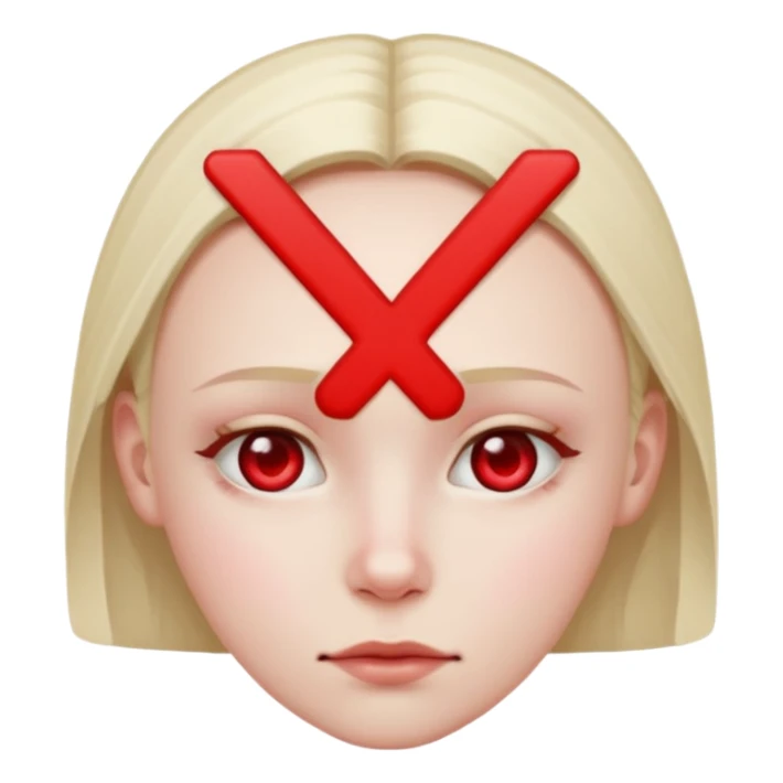 Forhead with a red small "x" symbol in the center sticker
