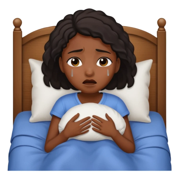 Black girl in the bed by herself crying sticker