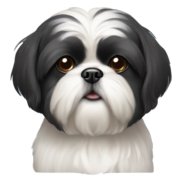 Black shih tzu with darker face and a little bit white at the mouth sticker
