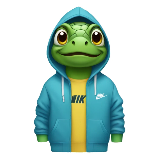Turtle wearing a Nike hoodie sticker