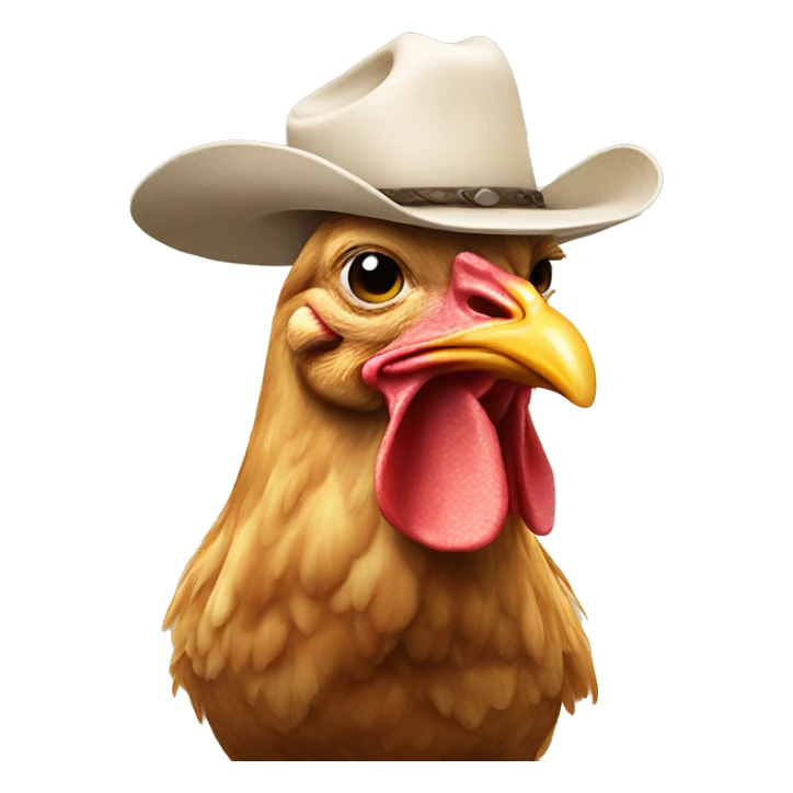 Chicken with a cowboy hat on a cow sticker