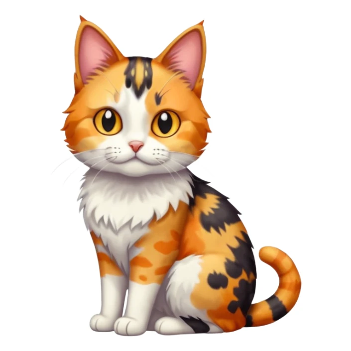 full body anxious looking colourful patchy light calico tabby cat sticker